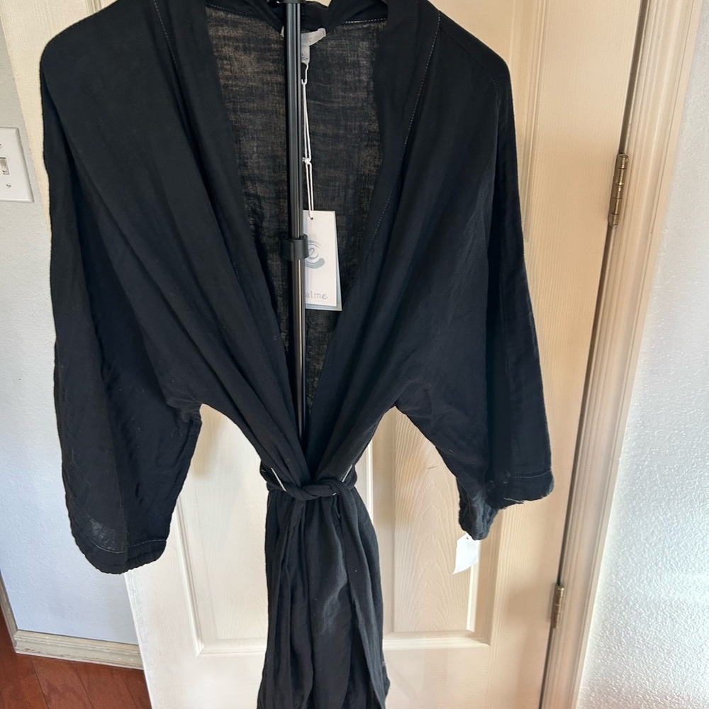 Calme by Johnny Was Black Women's kimono style Robe NWT